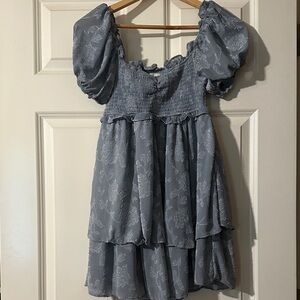 Altar'd State Blue Puff Sleeve Kids Dress